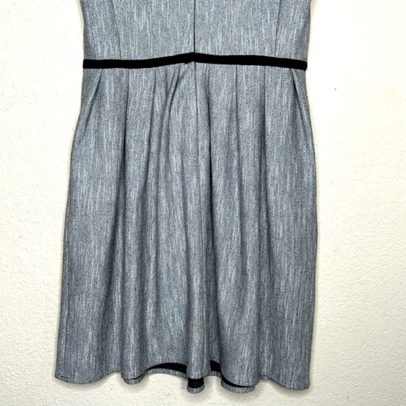 Tibi Herringbone Tweed Pleated Black Ivory Mini Cap Sleeve Dress Size 2 - Picture 12 of 14